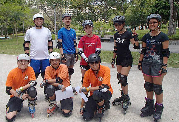 Above: instructors and Skate Assist Volunteers in training