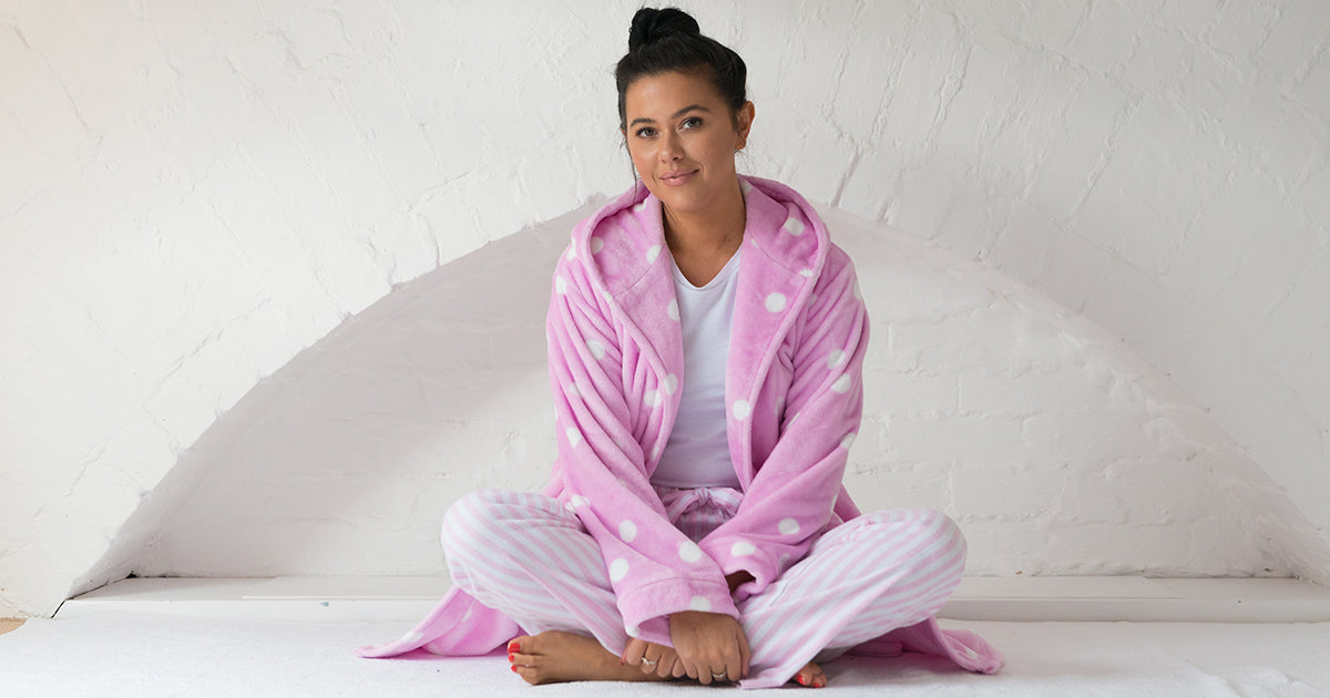 Girl in pink dressing gown