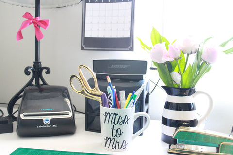 From Miss to Mrs Mug on Desk - filled