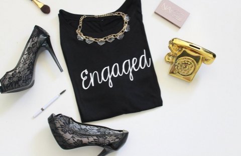 Shop Our Adorable Engaged Off The Shoulder Shirt Flat Lay