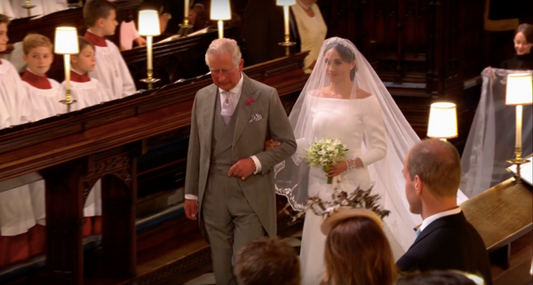Youtube Screenshot of Prince Charles Walking Meghan Markle down the aisle | Arenlace