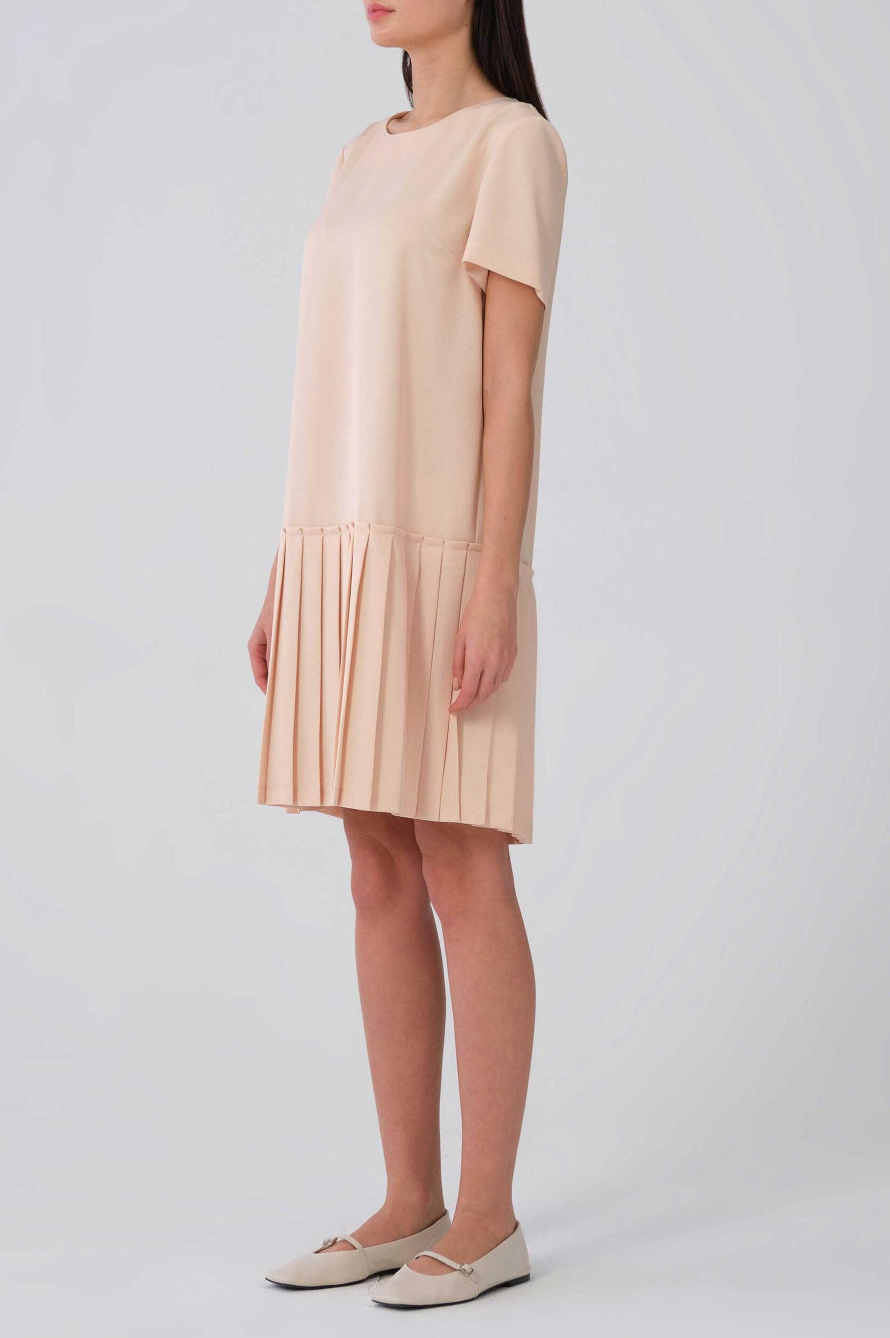 Roman Pleated Beige Dress. 1