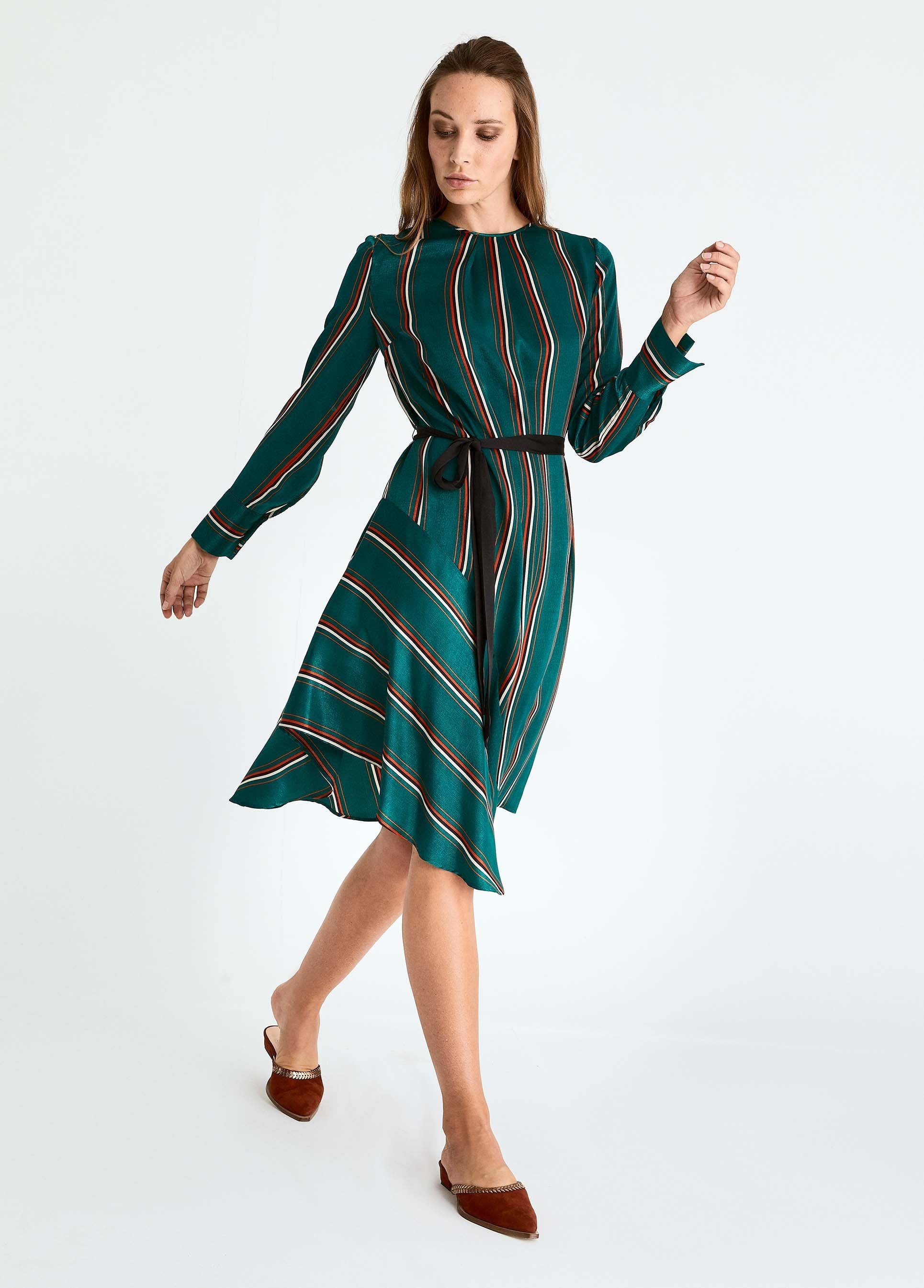 Roman Emerald Pattern-Block Dress. 2