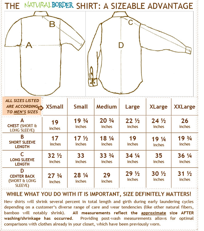Standard Men S Shirt Size Chart