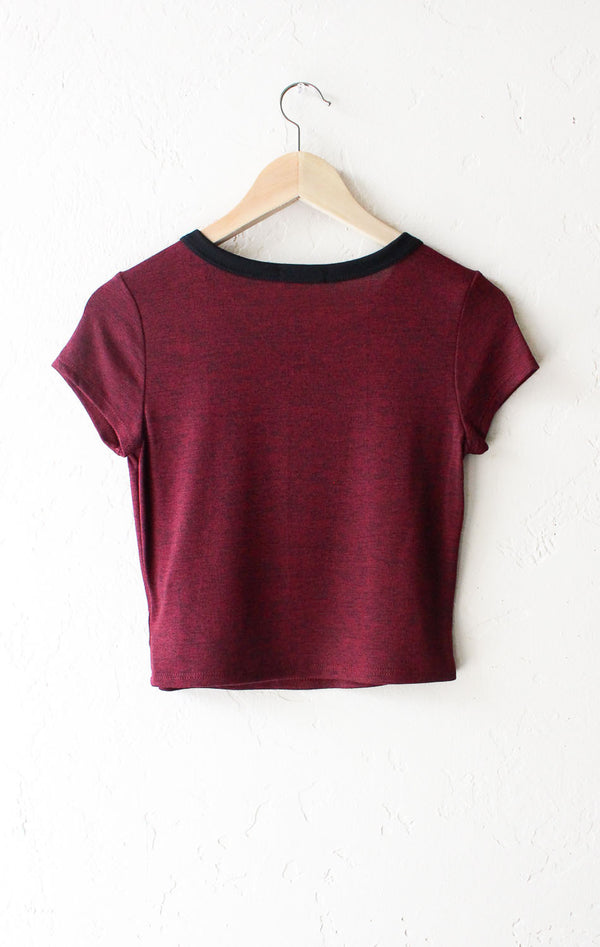 Cropped Ringer Tee Burgundy Nyct Clothing