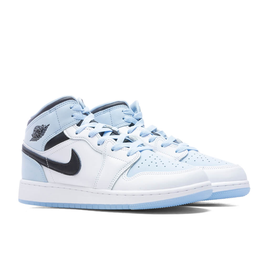 Air Jordan 1 Mid SE (GS) - White/Ice Blue/Black – Feature