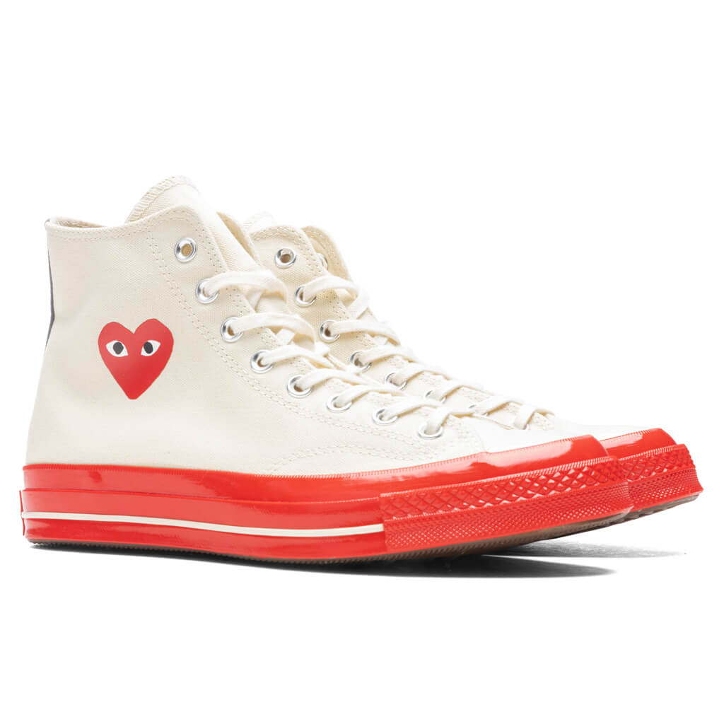 Paja capa Editor Converse x Comme Des Garcons PLAY All Star Chuck '70 Hi Red Sole - Whi –  Feature