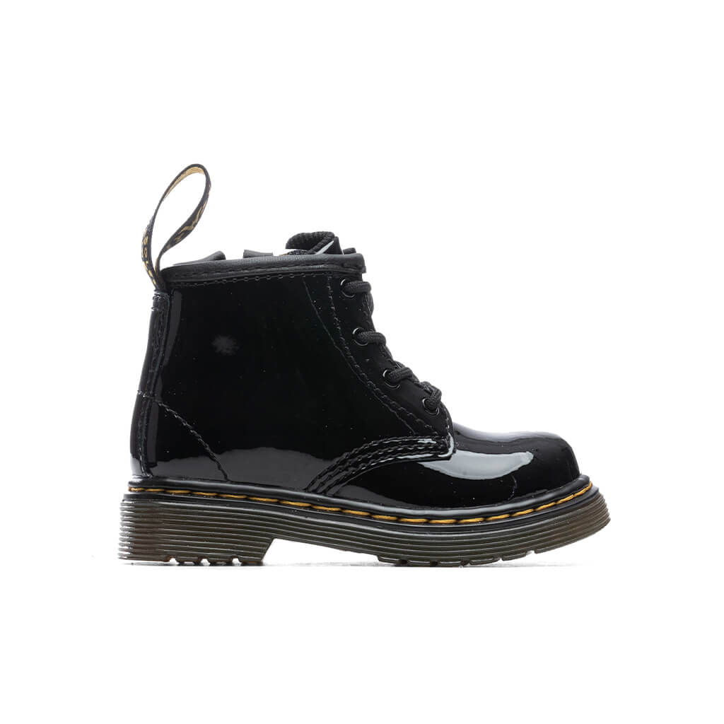 Infant Patent Leather Lace Up Boots - Black – Feature