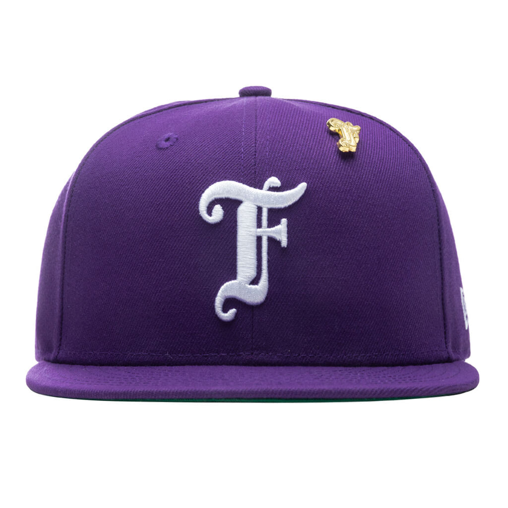 Feature x New Era Old English F Snapback Hat w/ Pin - Deep Purple