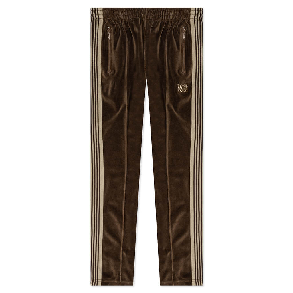 Velour Narrow Track Pant - Brown