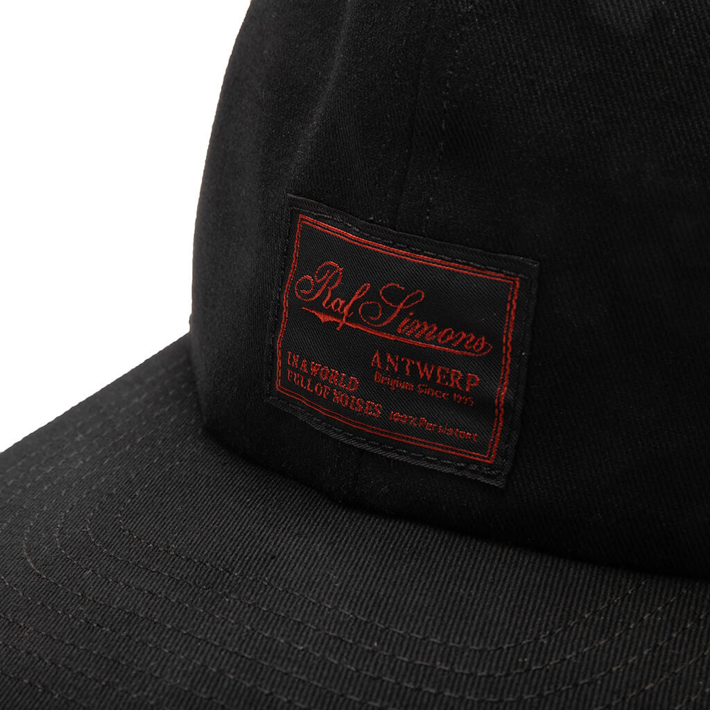 Cap with Embroidered Logo and Label - Black
