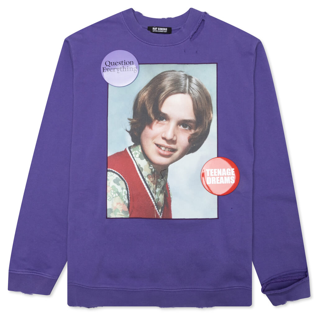 Girl In Red Destroyed Crewneck Sweater - Purple