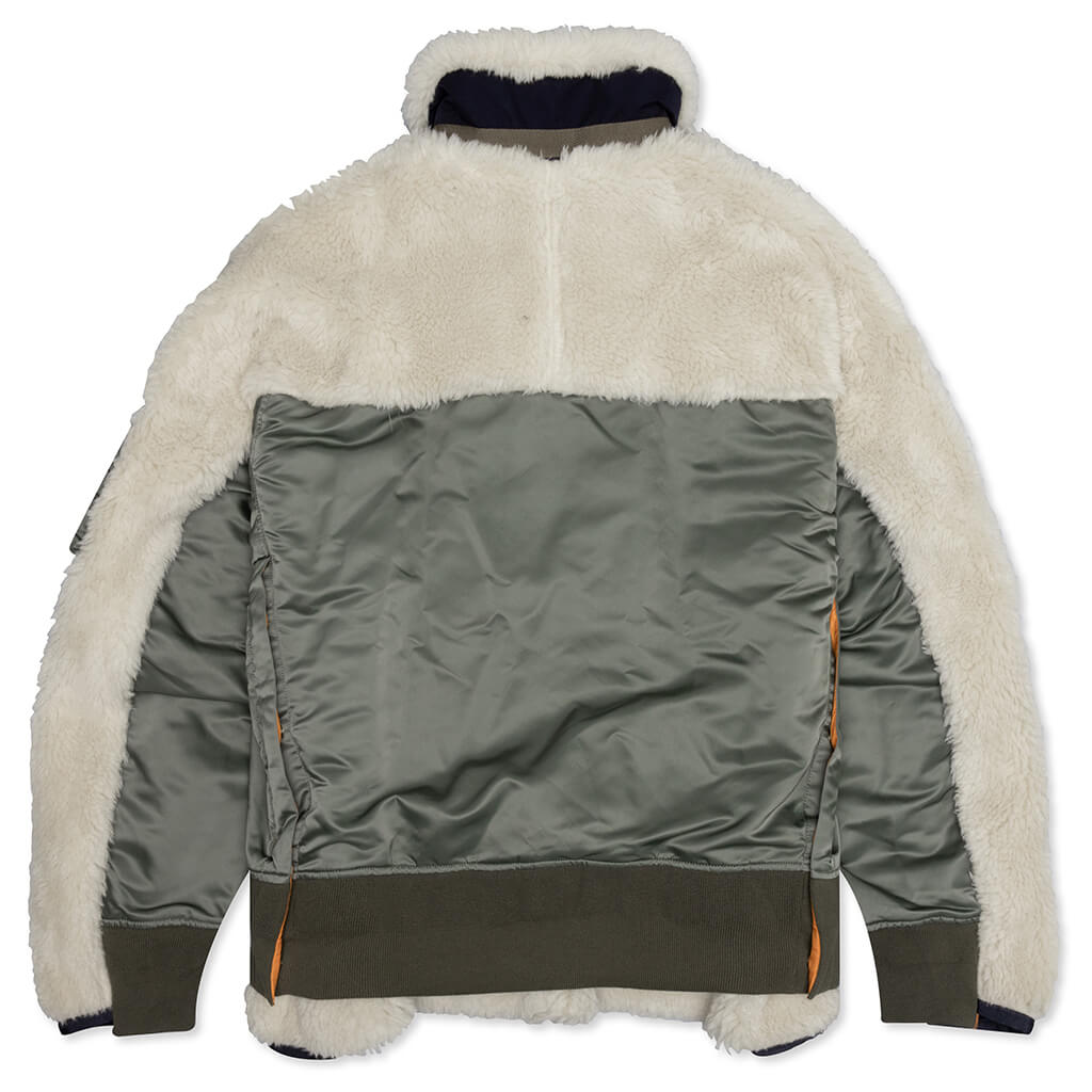 Sacai Faux Shearling Nylon Twill Blouson - Ecru