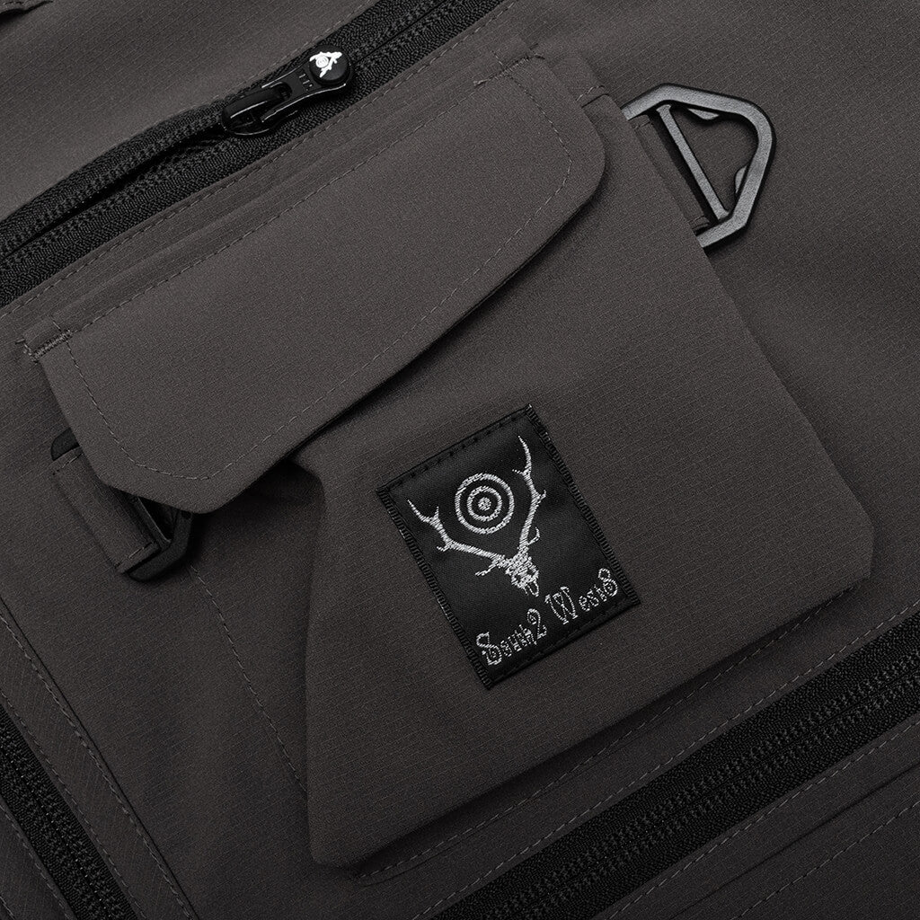 Multi-Pocket Zipped 2 Way Jacket - Charcoal