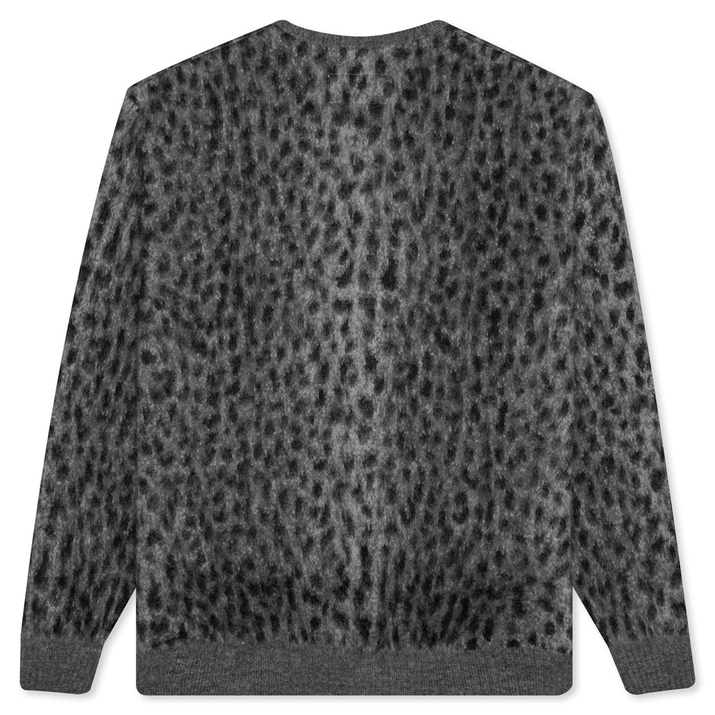 Wacko Maria Leopard Mohair Cardigan - Grey