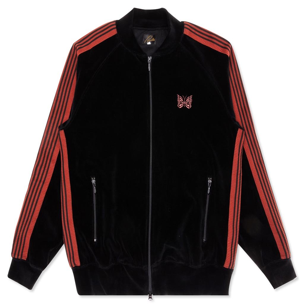 Velour Rib Collar Track Jacket - Black