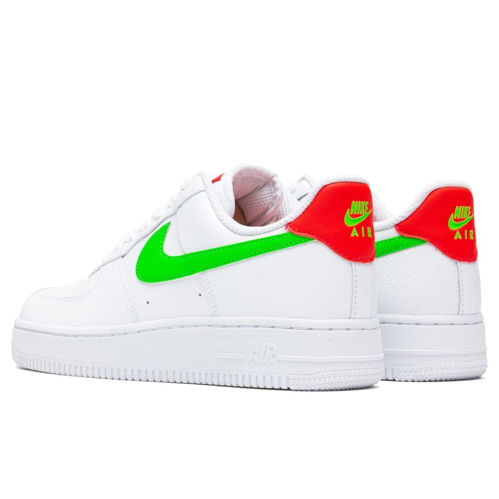 nike air force 1 white/laser crimson/green strike