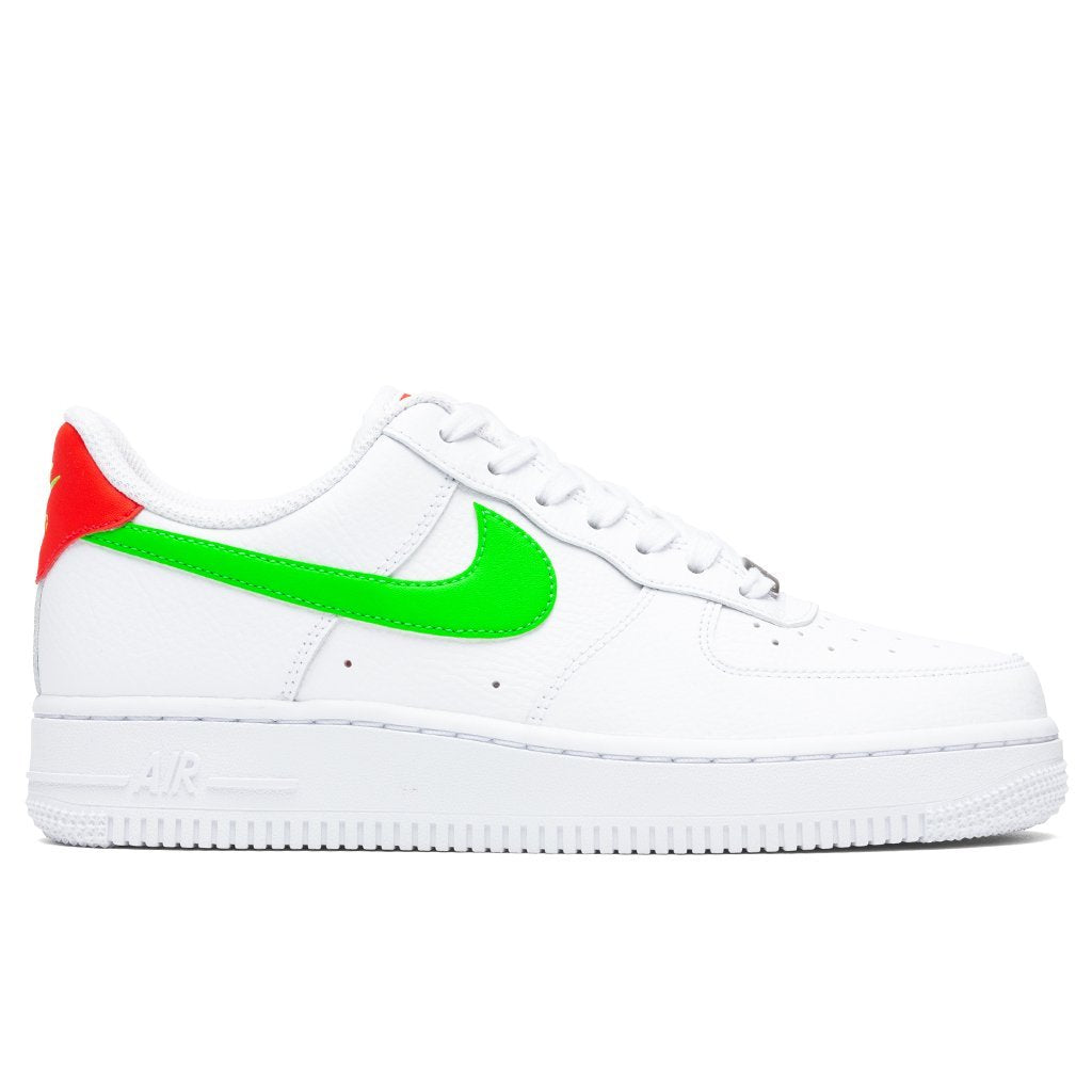 nike air force 1 white/laser crimson/green strike