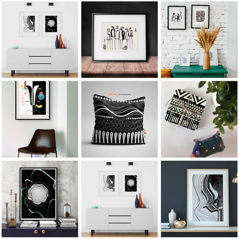 Timeless black and white abstract prints