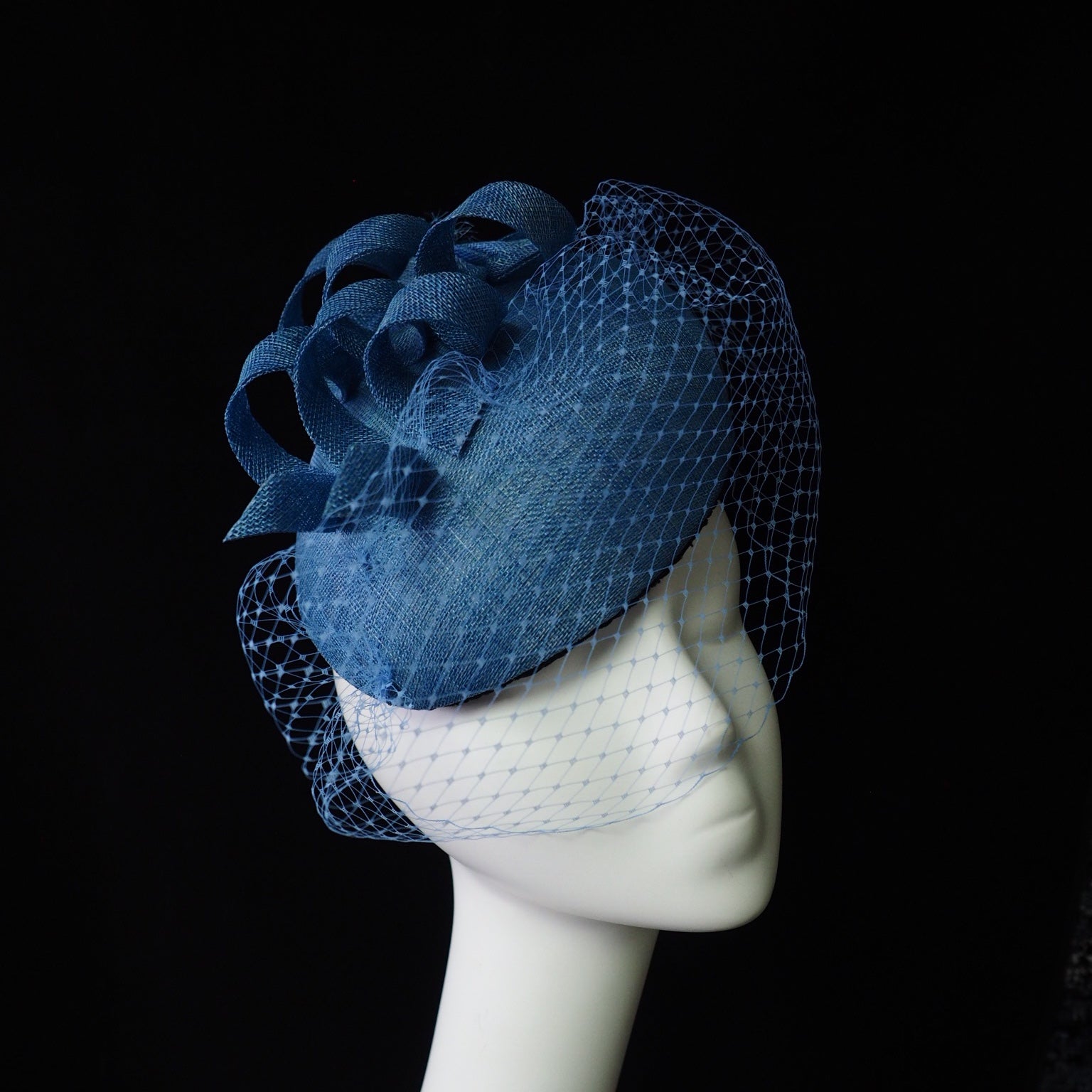 Blue Beret - With contemporary swirls - NOELEEN MILLINERY HONG KONG