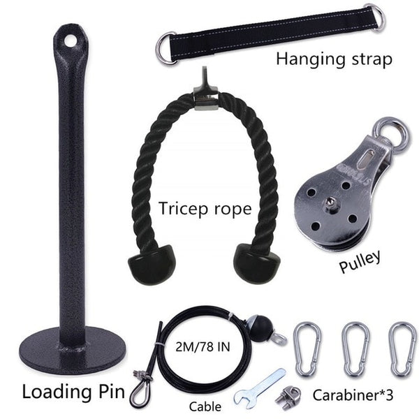 Fitness Pulley Triceps Rope Cable System DIY Loading Pin Lifting Machine Workout