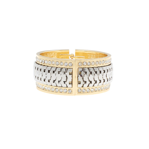 Gold, Silver and Diamonds Pneu Hinge Bangle