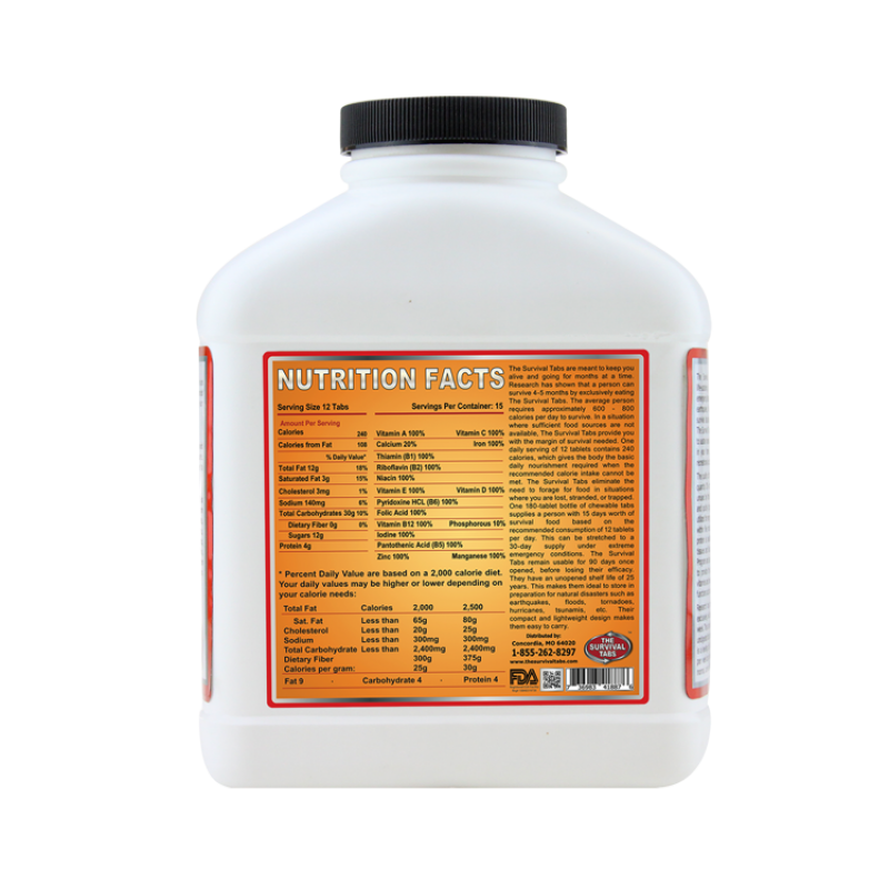 Survival Tabs 60-Day Food Supply - Vanilla Malt - Survival Food Gluten Free and Non-GMO Survival food, emergency food , emergency meals ready to eat