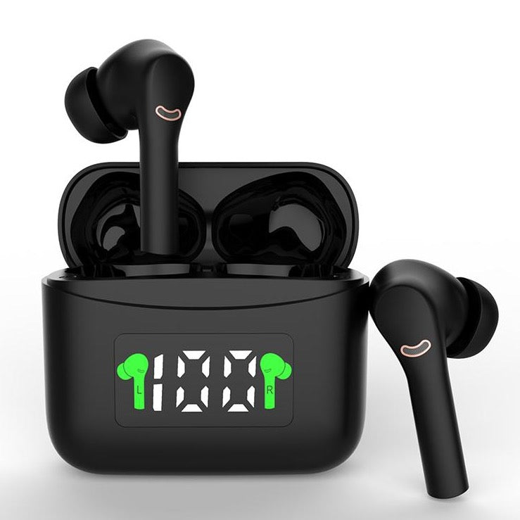 matte black wireless earbuds