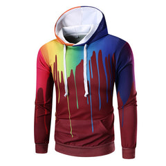 Unique Outfit for MenRainbow Splash Hooded Pullovers 3D Printed
