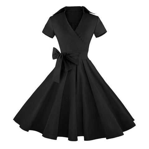 ATOMIC VINTAGE INSPIRED BLACK SWING ROCKABILLY DRESS