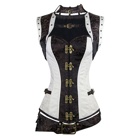 ATOMIC TWO TONED STEEL BONED STEAMPUNK OVERBUST CORSET