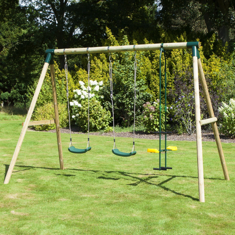 wooden 3 swing set