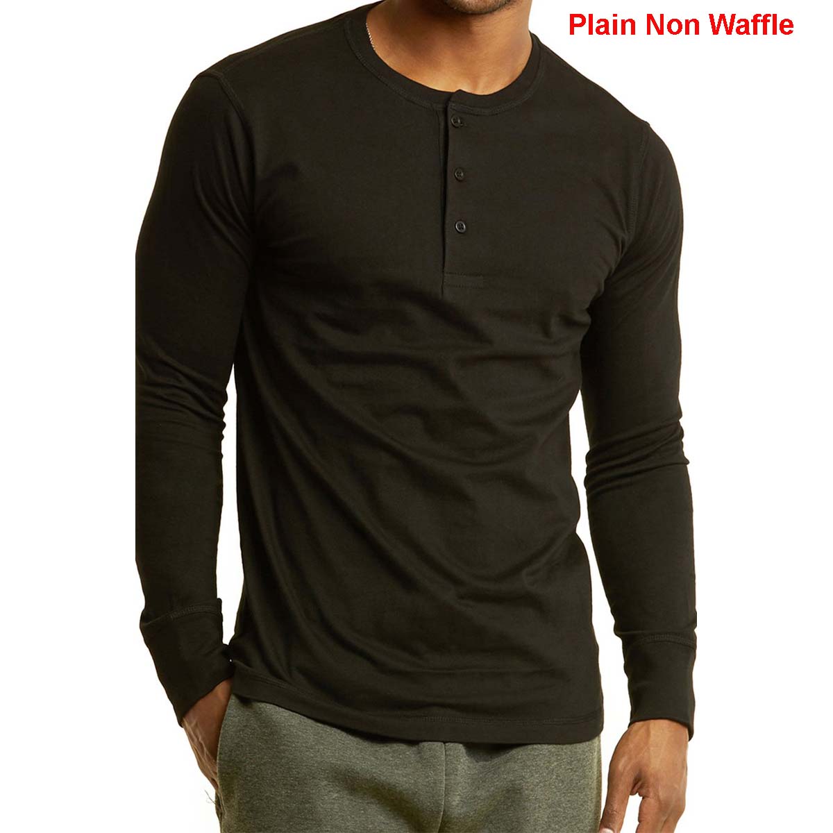 SLM Mens Cotton Thermal Tops Waffle Knit or Plain Henley Shirts