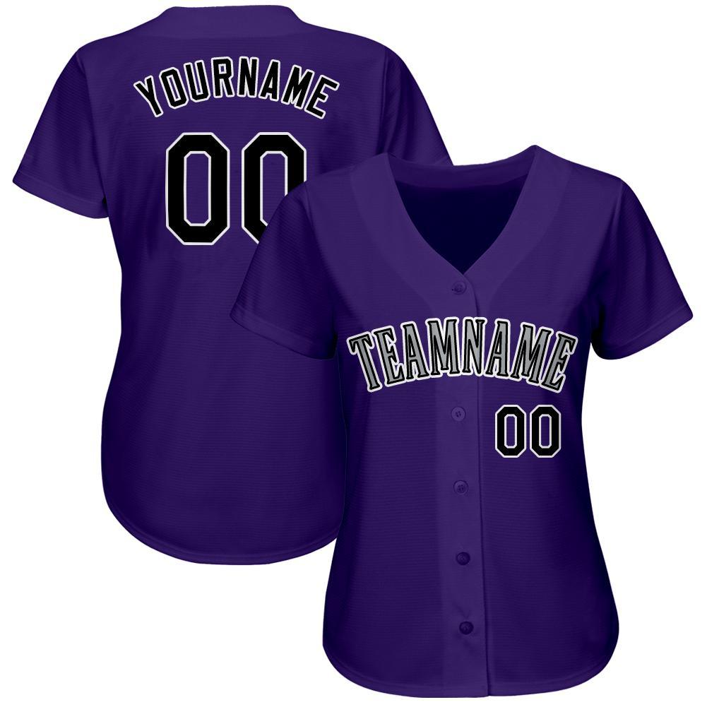 Purple Black-White Baseball Jersey 