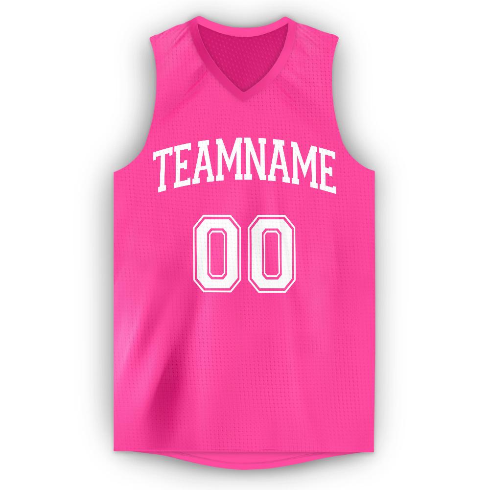 pink and white basketball jersey