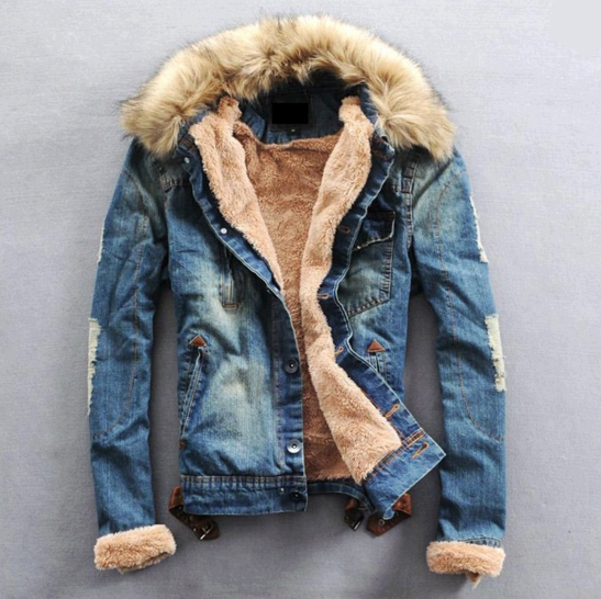 New Arrival Fashion Mens Winter Jeans Jacket with Fur Collar – WILLSTYLE