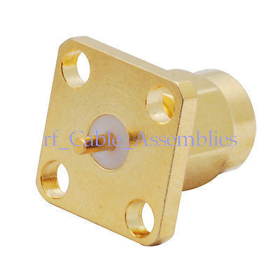 RP-SMA Male Connector 4 Hole Panel Mount with Solder Post Terminal