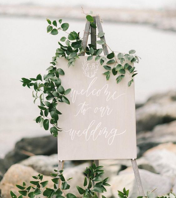 pantone kale wedding signage