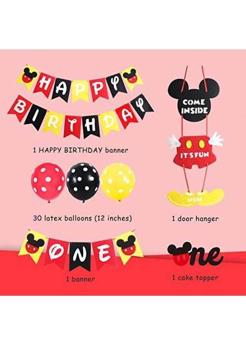 Details about    Mickey Mouse Birthday Banners I NB to 12 I First Birthday Decorations I party 