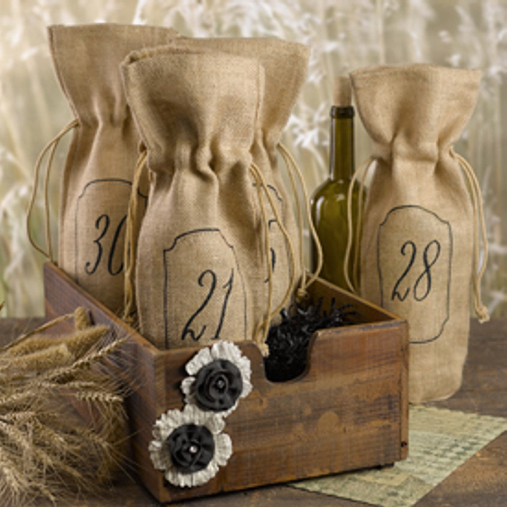 Burlap Wine Bags For Table Numbers