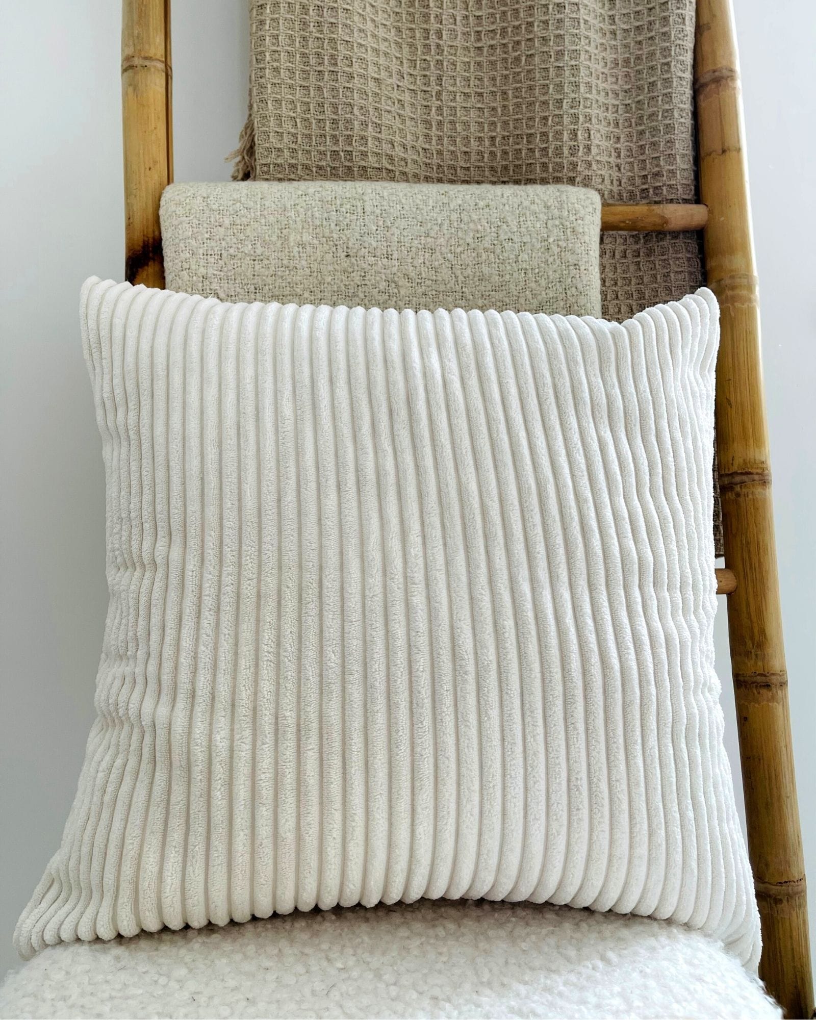 Ribbed White Cushion cover