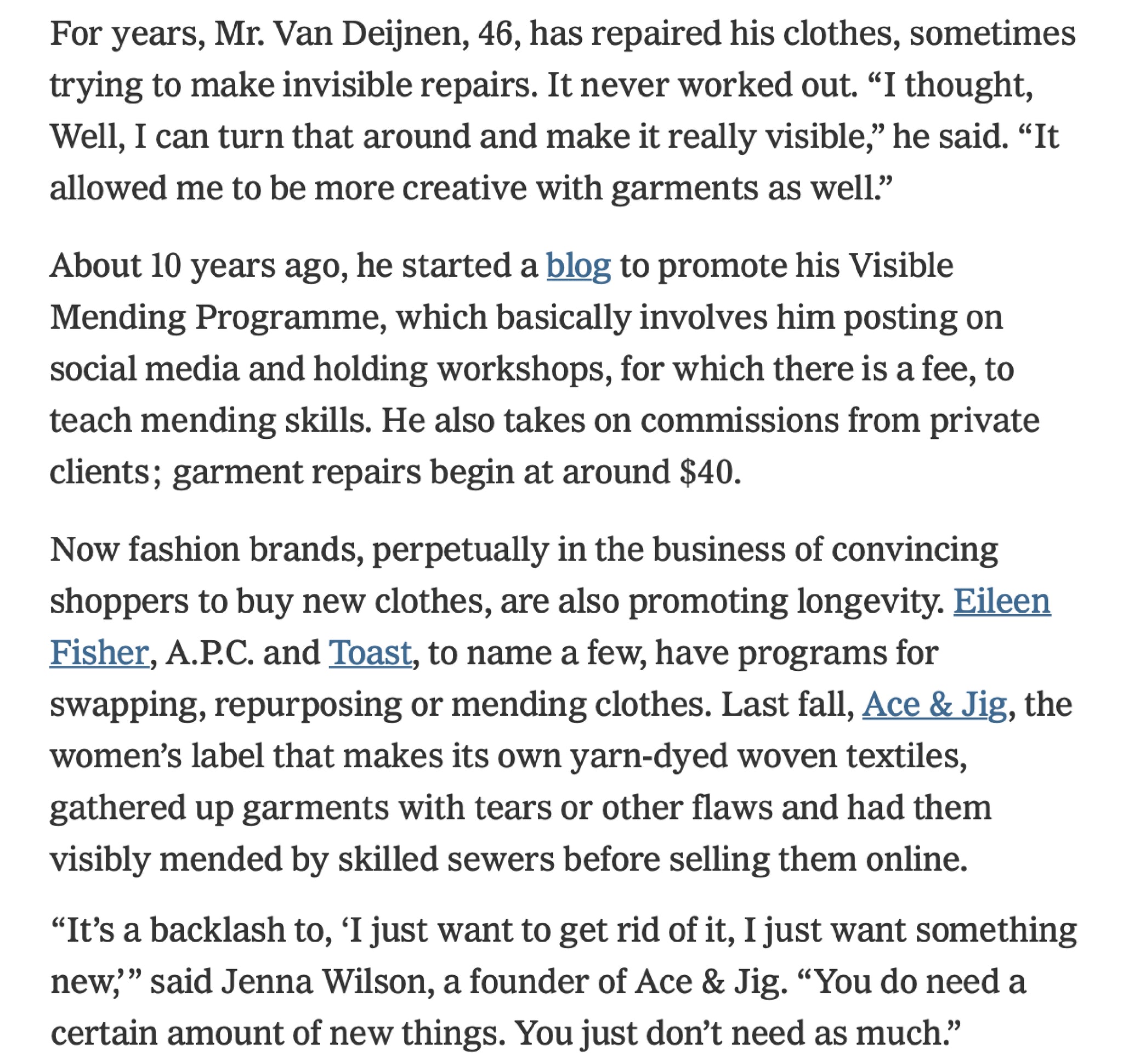 ace&jig featured in new york times