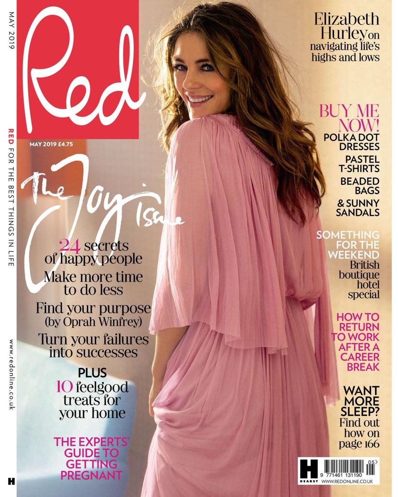red may 2019 issue cover with a model