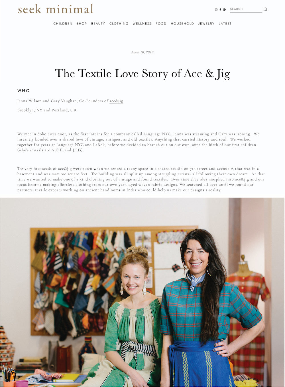 ace&jig featured in seek minimal, april 2019