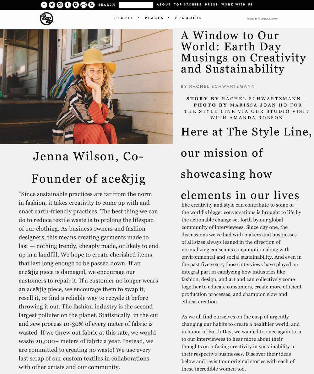 ace&jig featured in the style line, april 2019