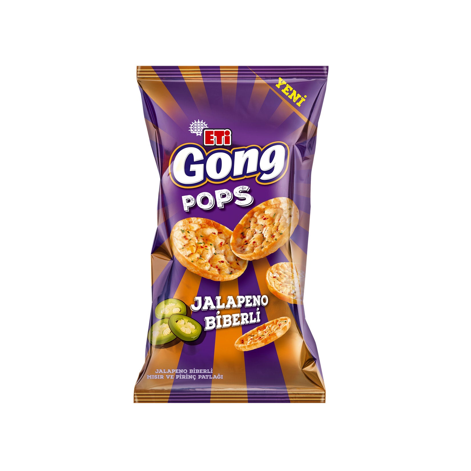 Eti Gong Pops Corn and Rice Crackers with Jalapeno (Jalapenolu Mısır V