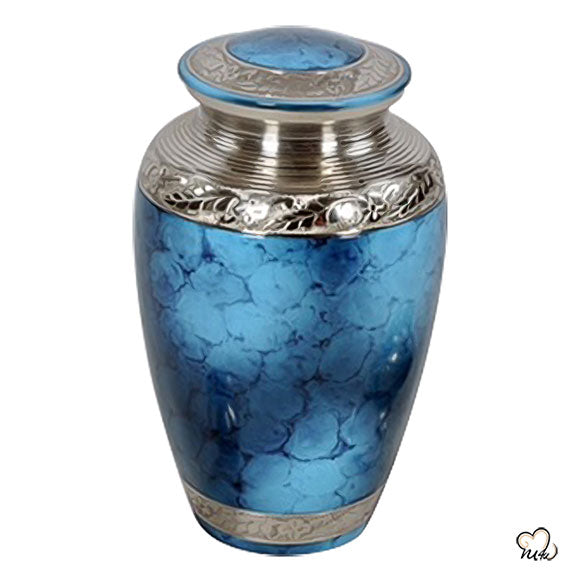Classic Iris Urn For Ashes Classic Iris Cremation Urn For Human And Adult Ashes In Blue And Silver 