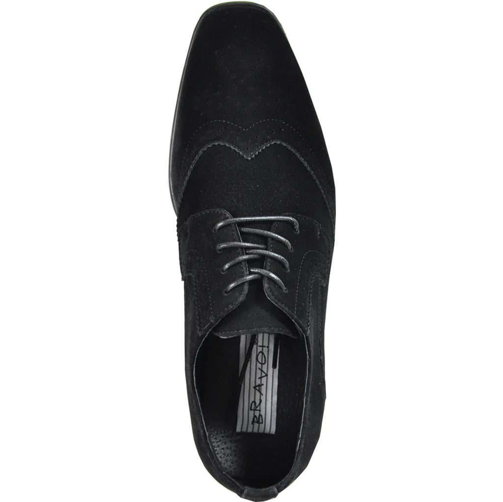 BRAVO Men Dress Shoe KING-3 Wingtip Oxford Shoe Black