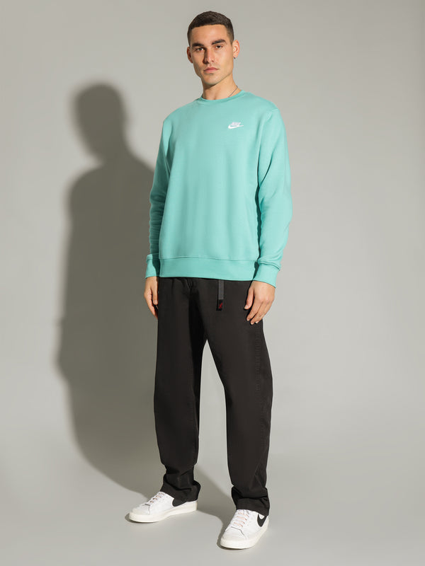 nike club crew neck sweat in aqua