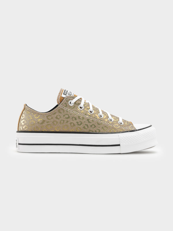 converse gold ox glitter trainers